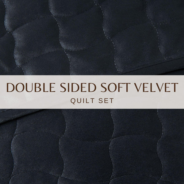 Velvet Box-Stitched Quilt Set - Vivica Collection