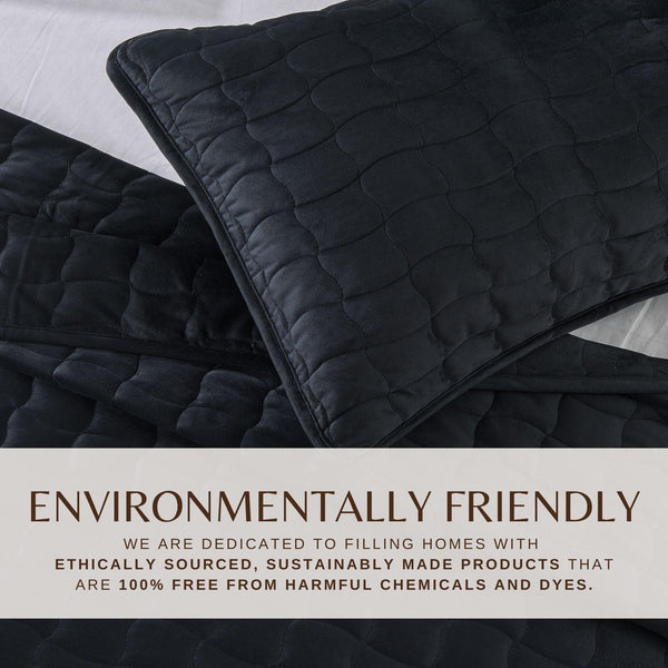 Velvet Box-Stitched Quilt Set - Vivica Collection