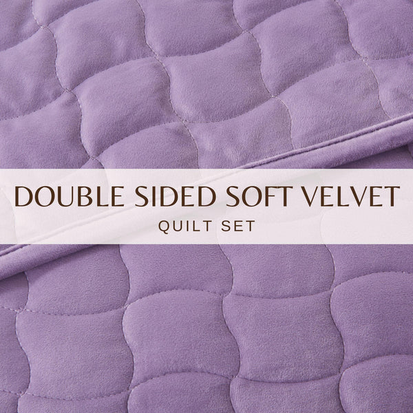 Velvet Box-Stitched Quilt Set - Vivica Collection