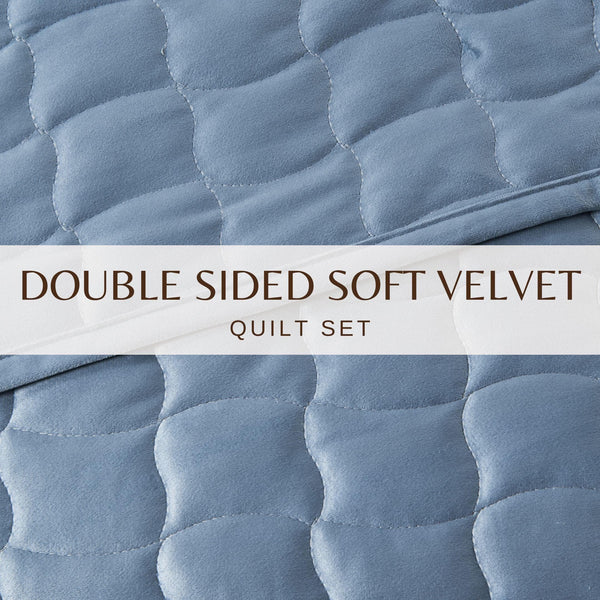 Velvet Box-Stitched Quilt Set - Vivica Collection