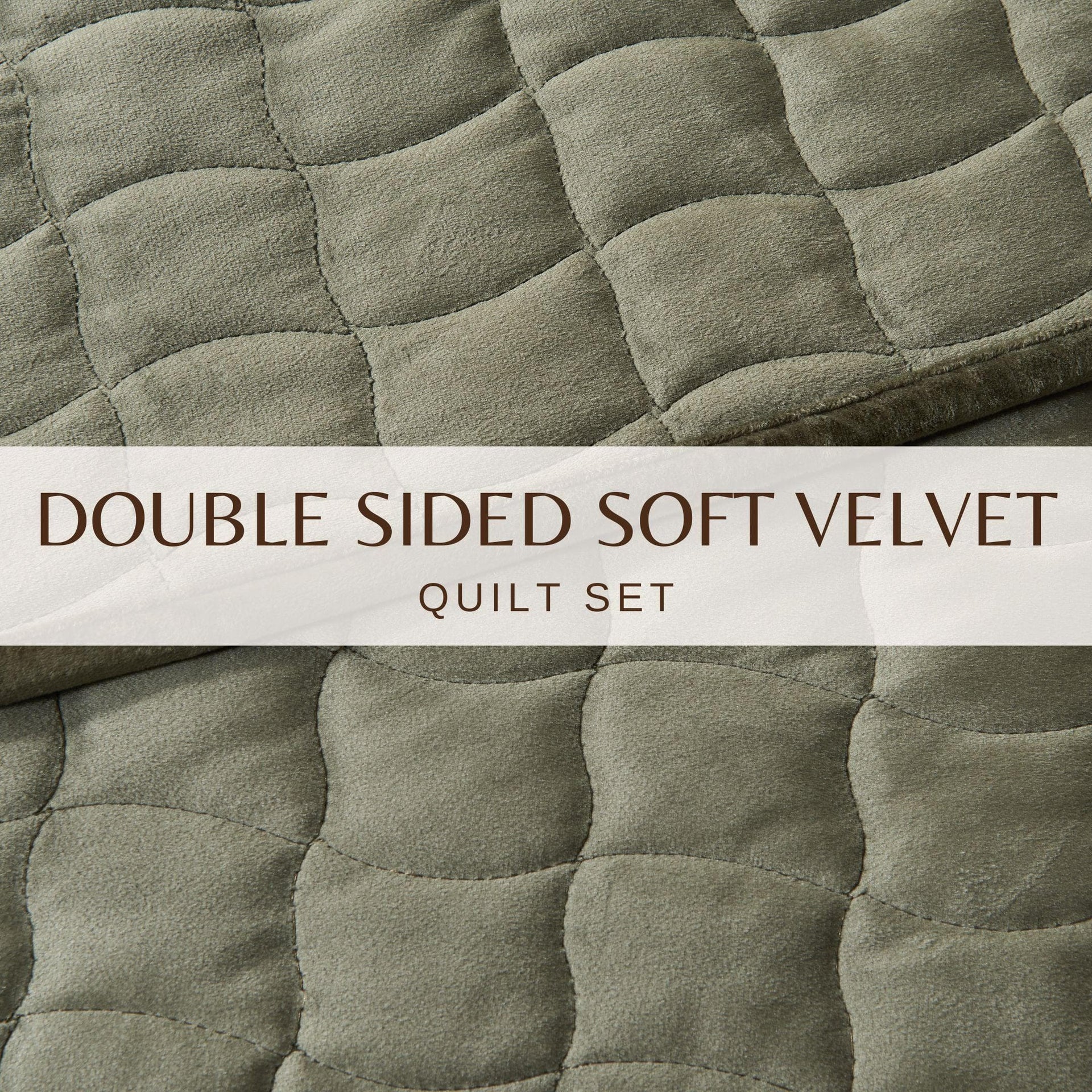 Velvet Box-Stitched Quilt Set - Vivica Collection