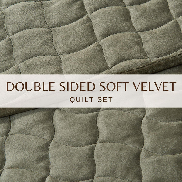 Velvet Box-Stitched Quilt Set - Vivica Collection