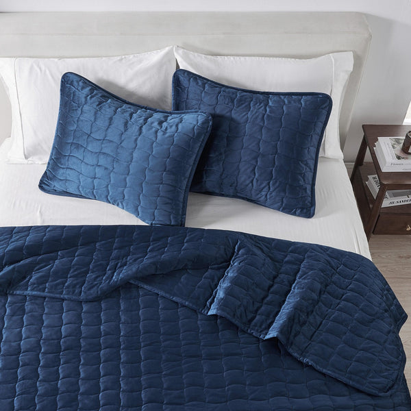 Velvet Box-Stitched Quilt Set - Vivica Collection