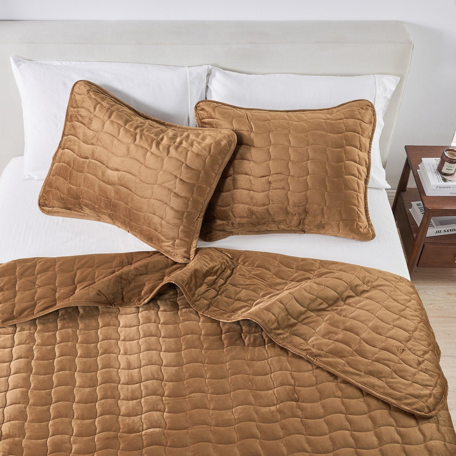 Velvet Box-Stitched Quilt Set - Vivica Collection