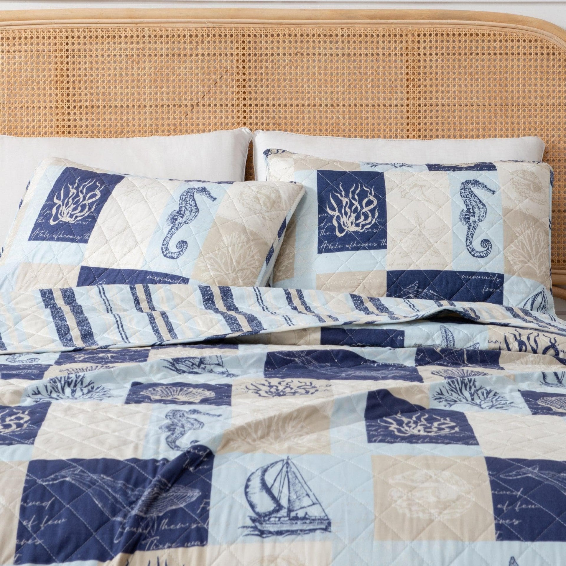 Seaside Patchwork Coastal Quilt Set - Caspian Collection
