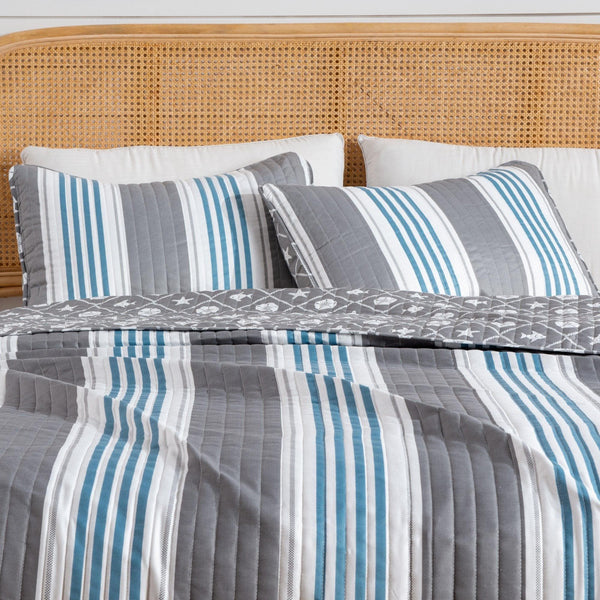 Striped Coral Quilt Set - St. Croix Collection