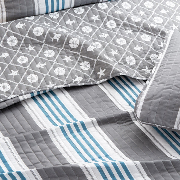 Striped Coral Quilt Set - St. Croix Collection