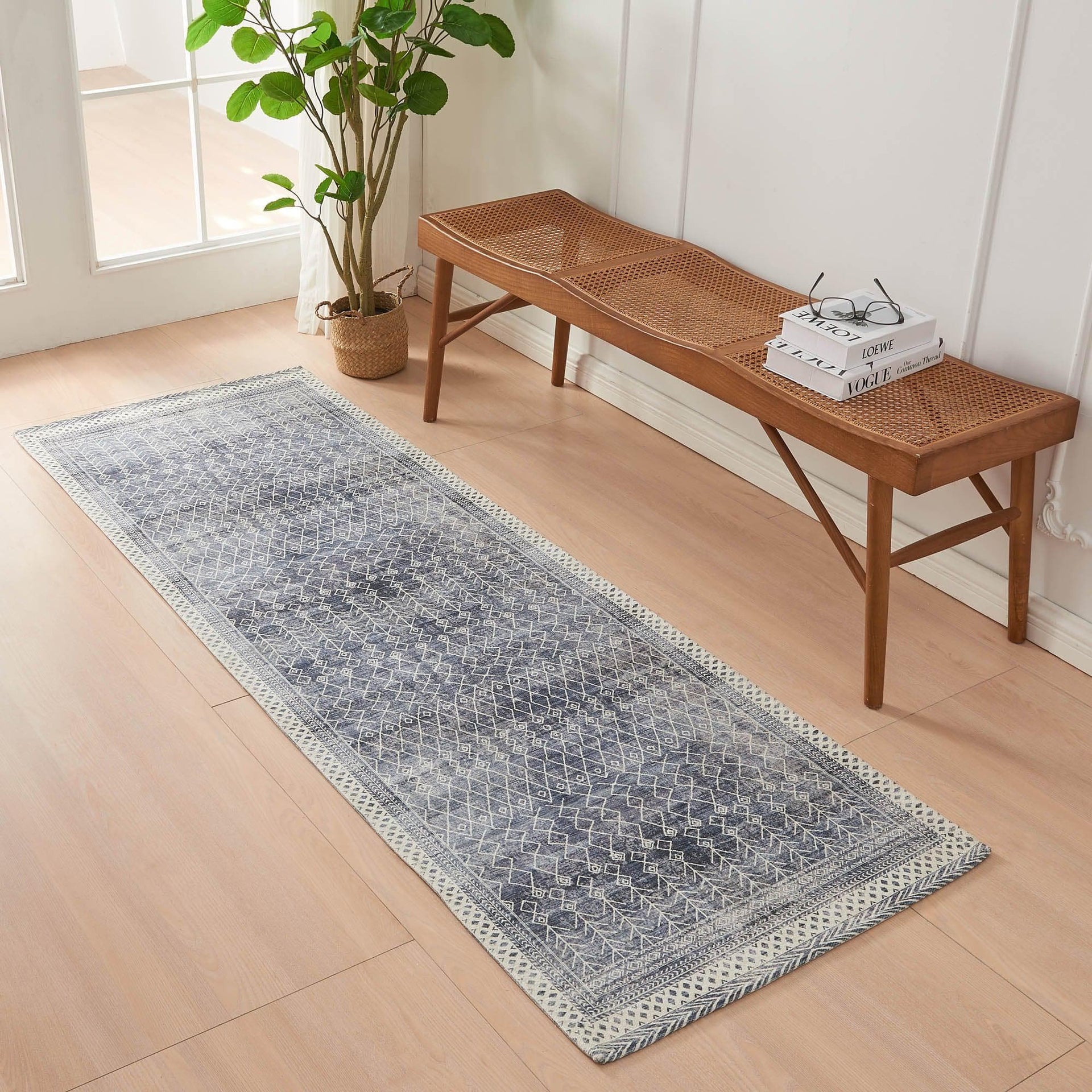 Distressed Moroccan Machine Washable Accent Runner 2'4