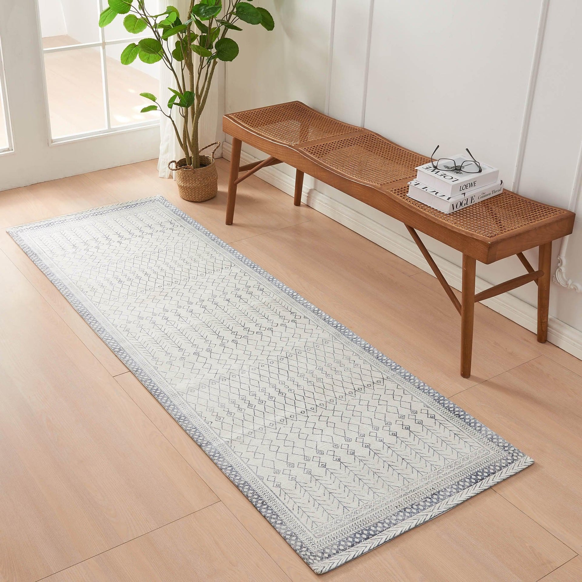 Distressed Moroccan Machine Washable Accent Runner 2'4