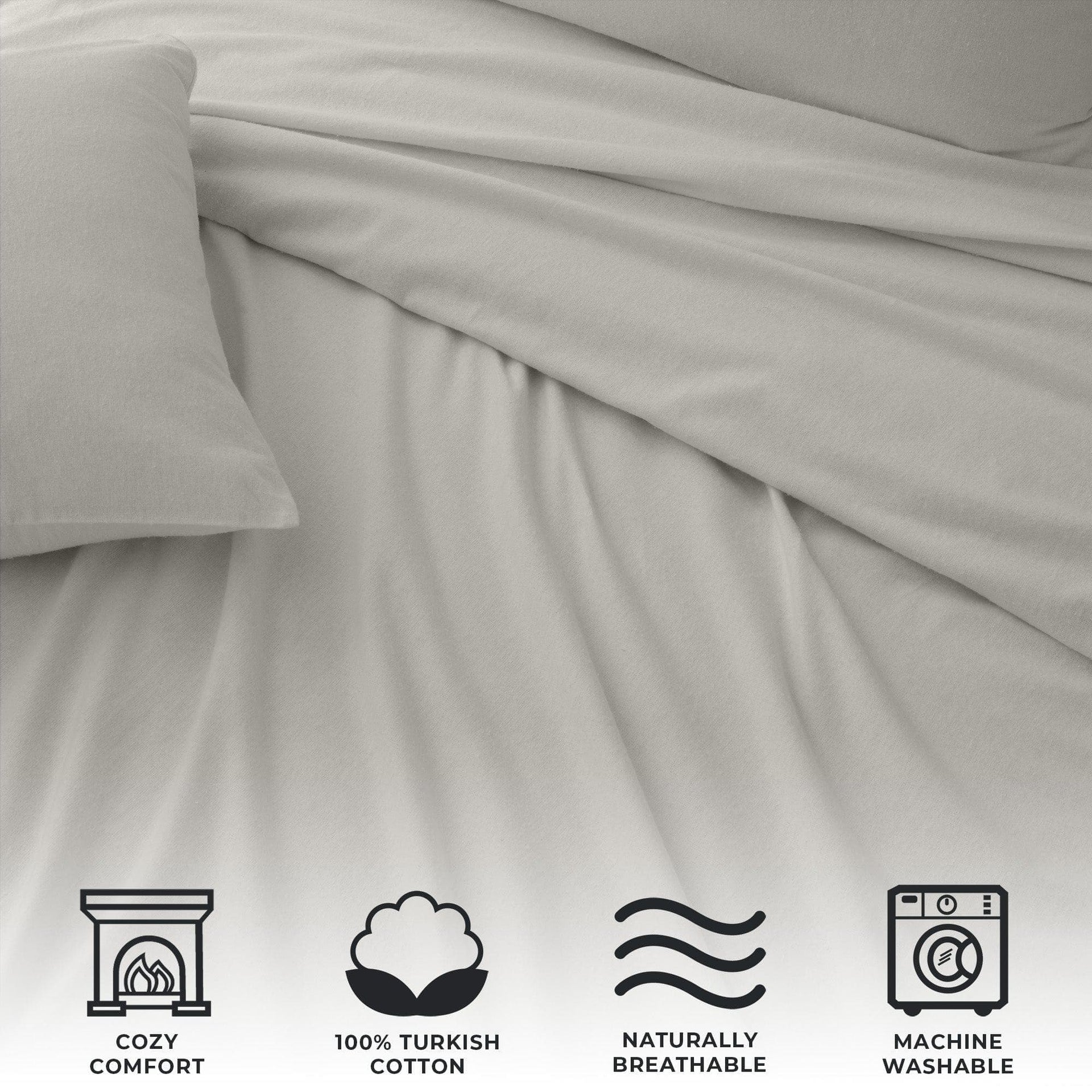 4-Piece Cotton Solid Flannel Sheet - Nordic Collection