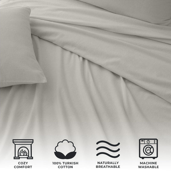 4-Piece Cotton Solid Flannel Sheet - Nordic Collection