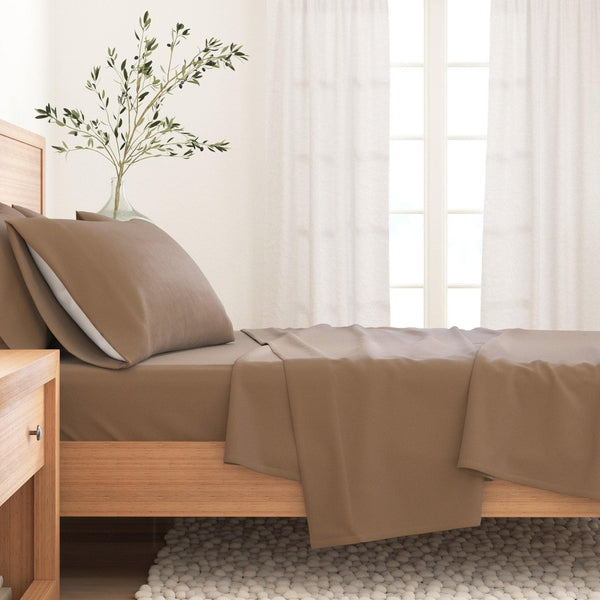 4-Piece Cotton Solid Flannel Sheet - Nordic Collection