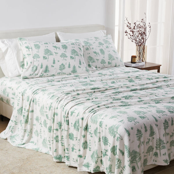 4-Piece Printed Plush Sheet - Velvet Luxe Collection