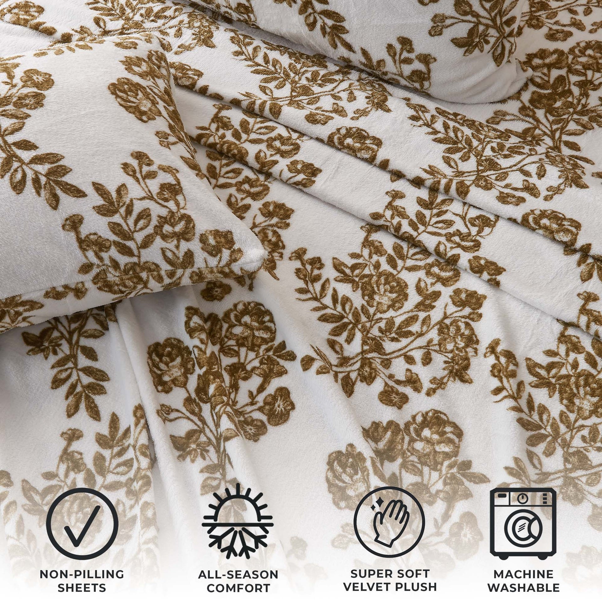 4-Piece Printed Plush Sheet - Velvet Luxe Collection