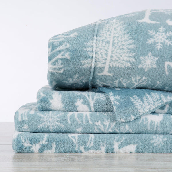 4-Piece Printed Plush Sheet - Velvet Luxe Collection