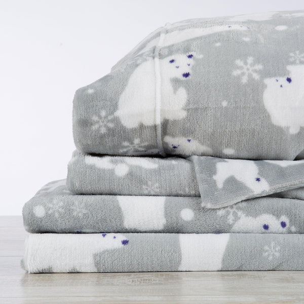 4-Piece Printed Plush Sheet - Velvet Luxe Collection