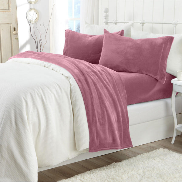 4-Piece Solid Plush Sheet - Velvet Luxe Collection