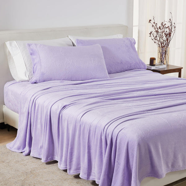 4-Piece Solid Plush Sheet - Velvet Luxe Collection