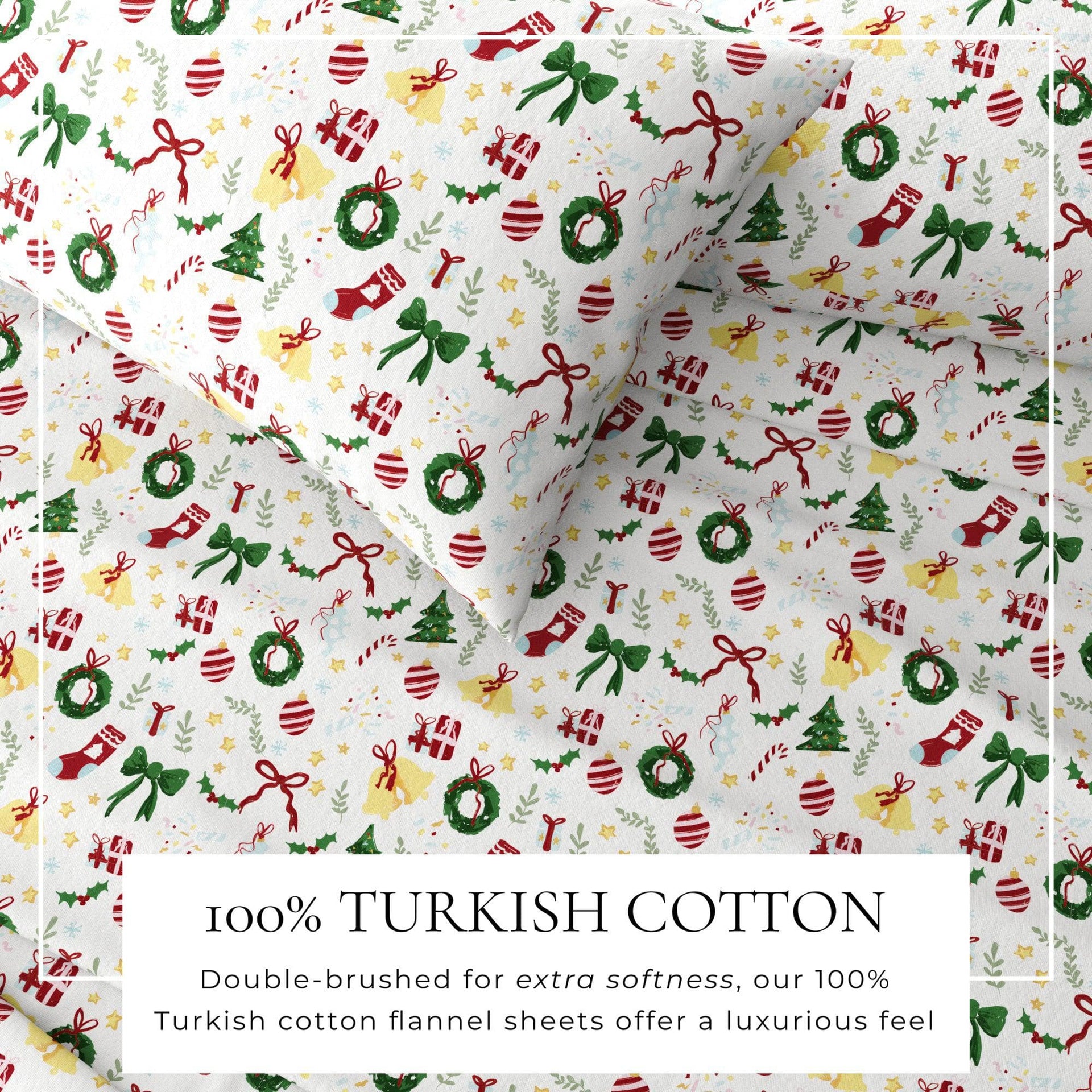 4-Piece Turkish Cotton Christmas Flannel Sheet - Whittaker Collection