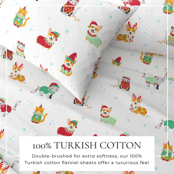 4-Piece Turkish Cotton Christmas Flannel Sheet - Whittaker Collection