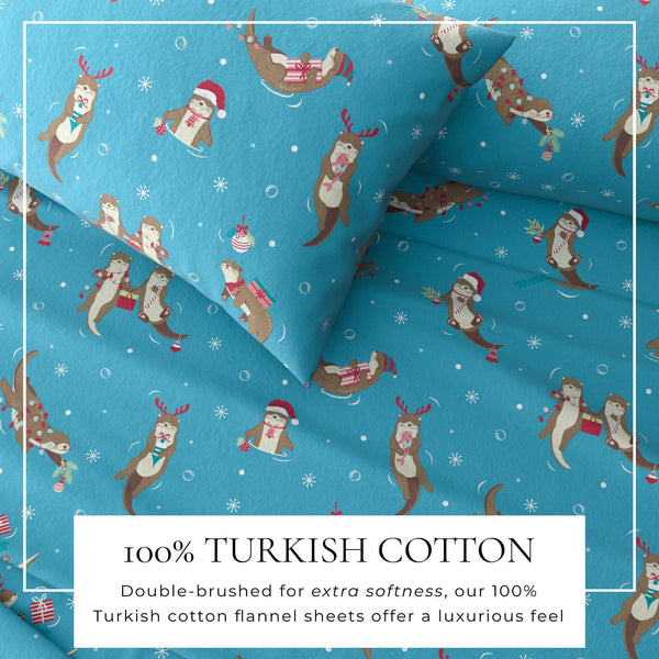 4-Piece Turkish Cotton Christmas Flannel Sheet - Whittaker Collection