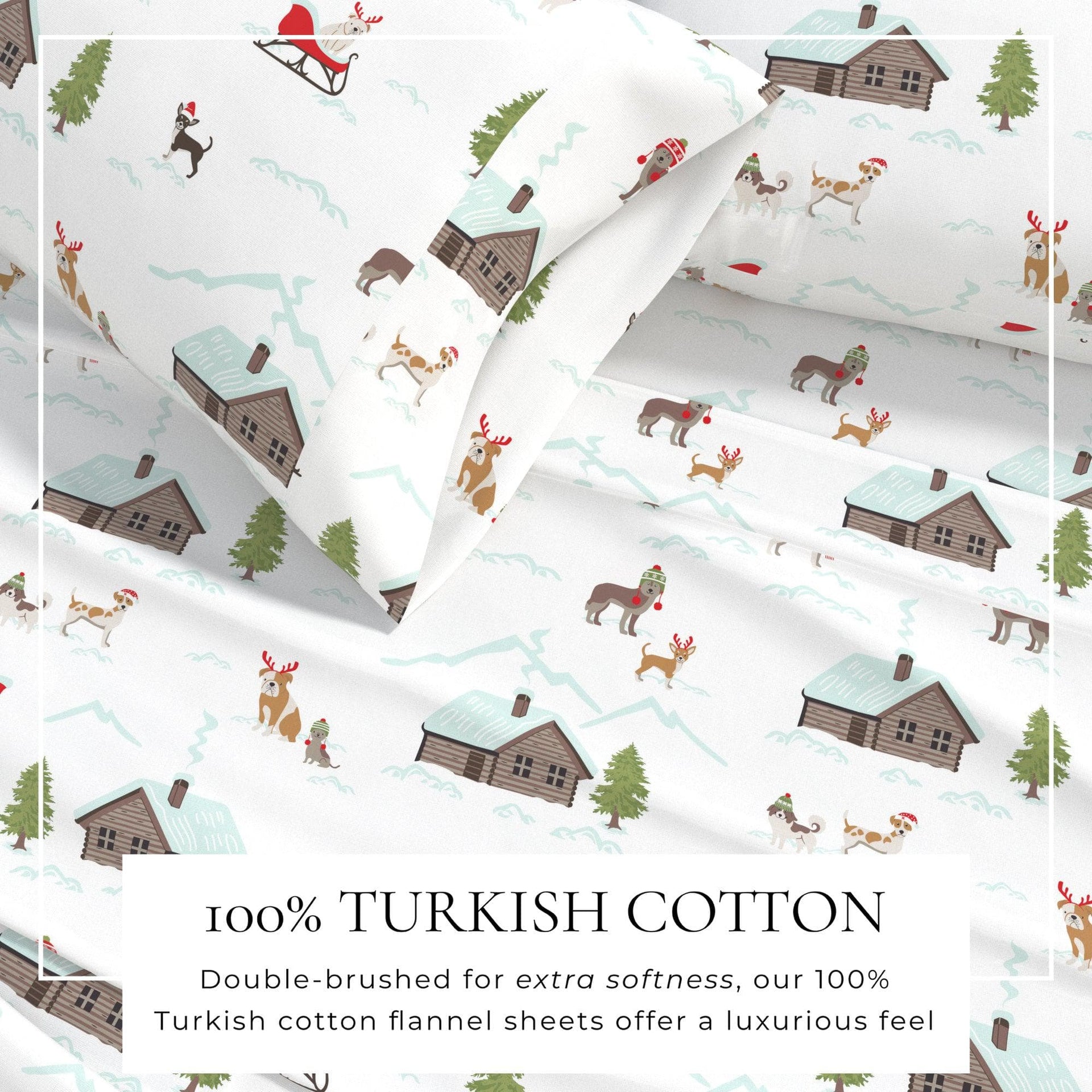 4-Piece Turkish Cotton Christmas Flannel Sheet - Whittaker Collection