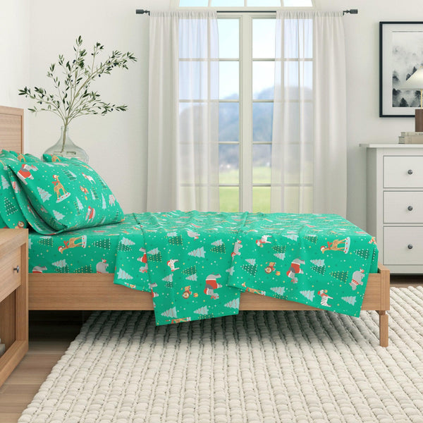 4-Piece Turkish Cotton Christmas Flannel Sheet - Whittaker Collection