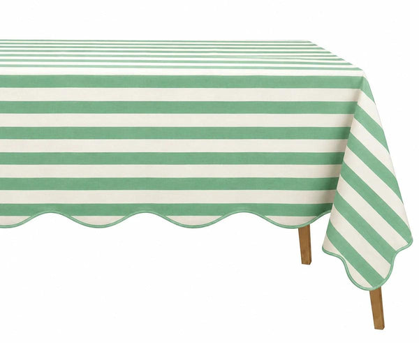 Scalloped Edge Tablecloth - Striped