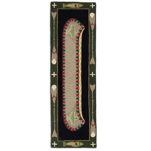 Green Canoe Hooked Wool Runner - Gifts for You 'n Me