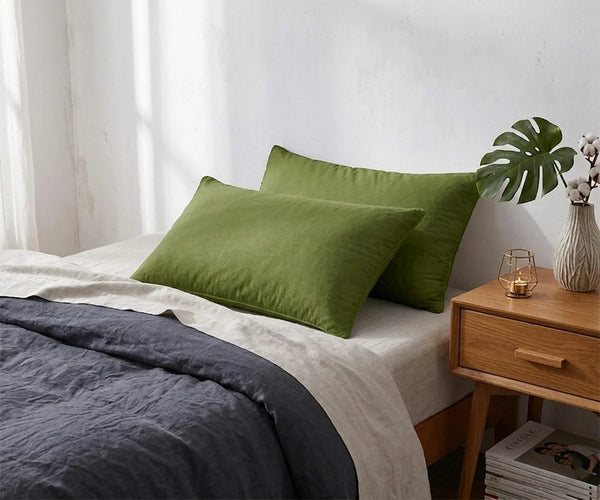 Cotton Linen Pillowcase Set of 2