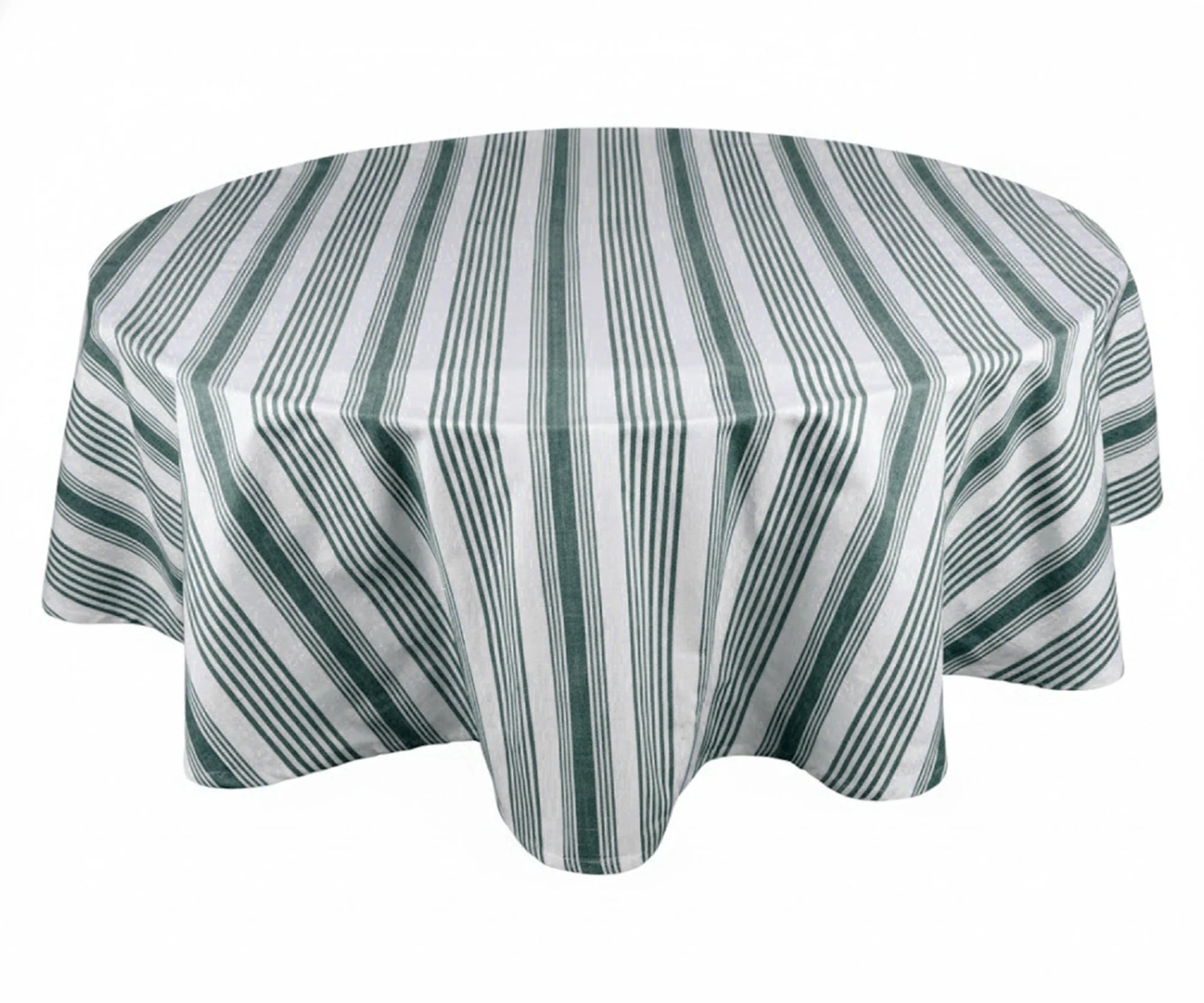 Green and White Round Tablecloth