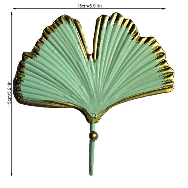 Green Gold Single Leaf Hanging Coat Hook Mini Wall Key Hook Home Decoration Modern Home Hanger Leaf Shape Coat Hooks Wall Mounted Hooks