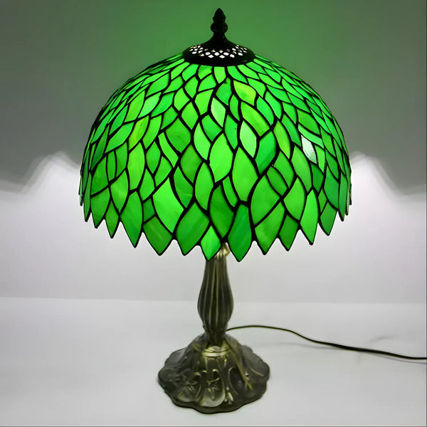 Green Leaf Tiny Tiffany Lamp | Glass Tabletop
