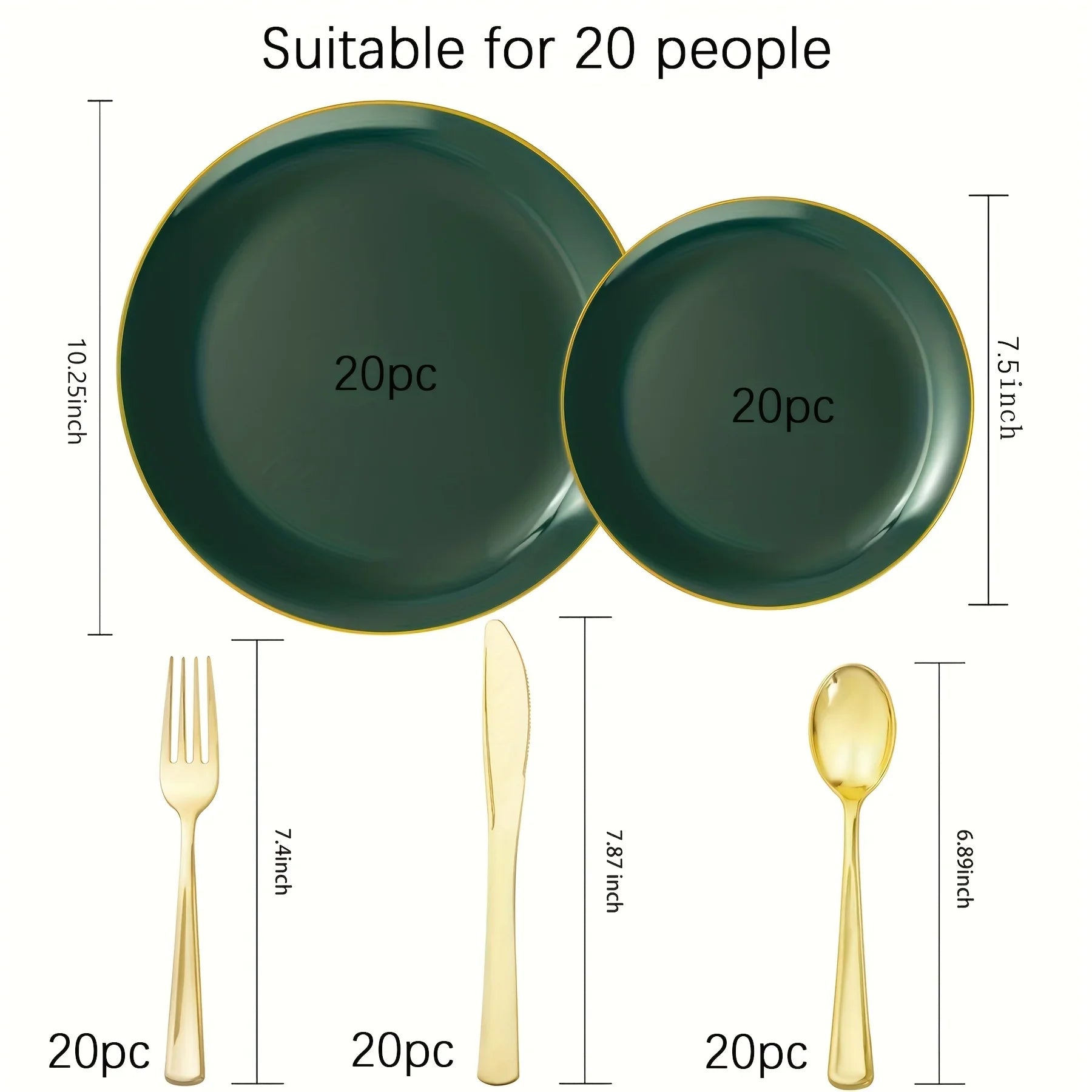 Green Plastic Plate and Cutlery Set for Christmas Parties