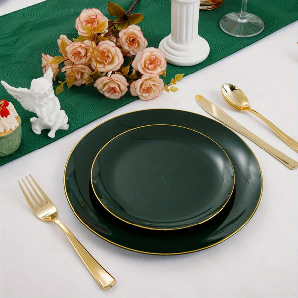 Green Plastic Plate and Cutlery Set for Christmas Parties