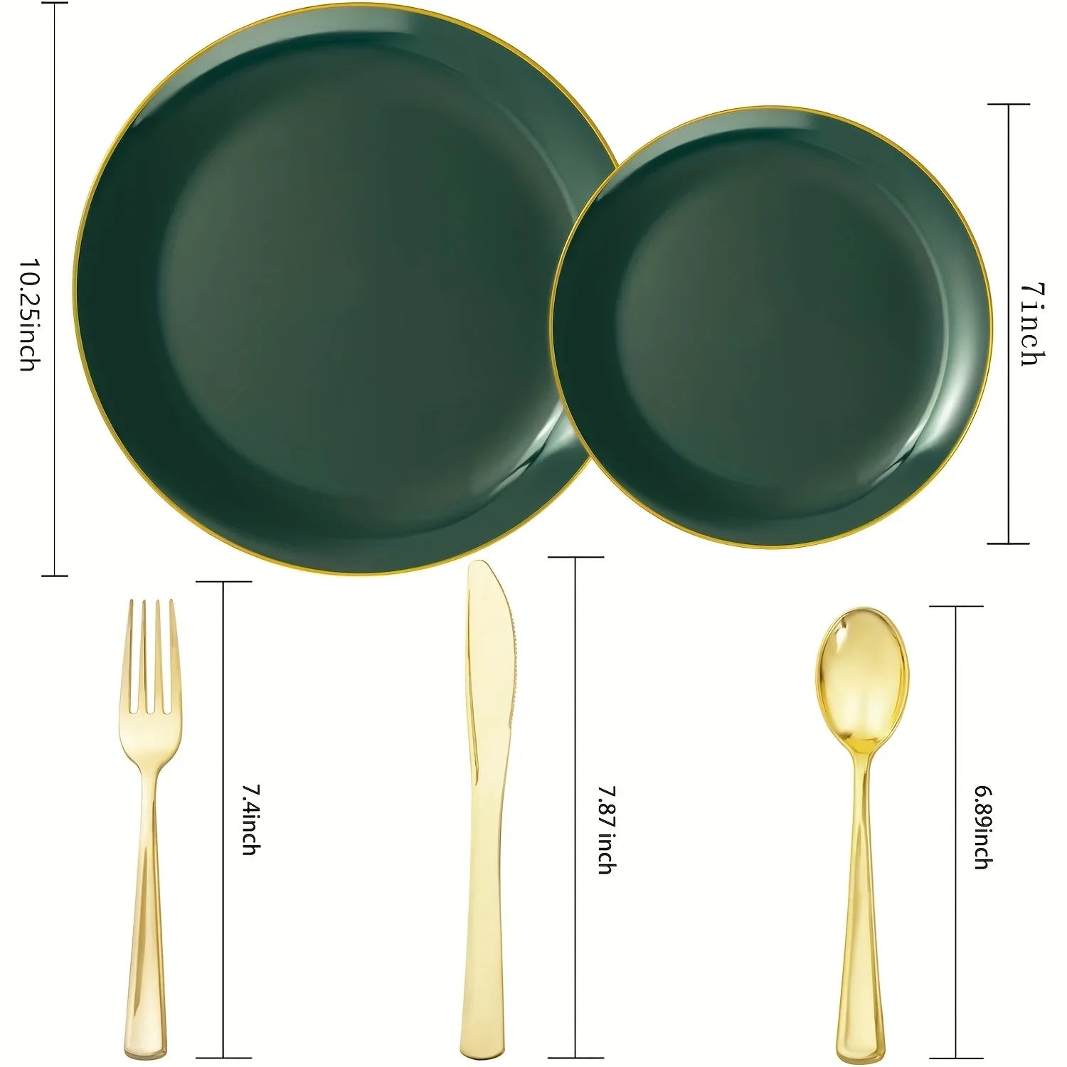 Green Plastic Plate and Cutlery Set for Christmas Parties
