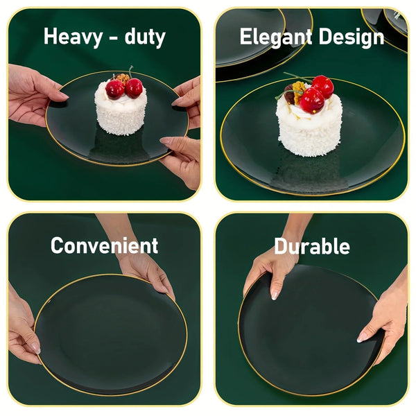 Green Plastic Plate and Cutlery Set for Christmas Parties