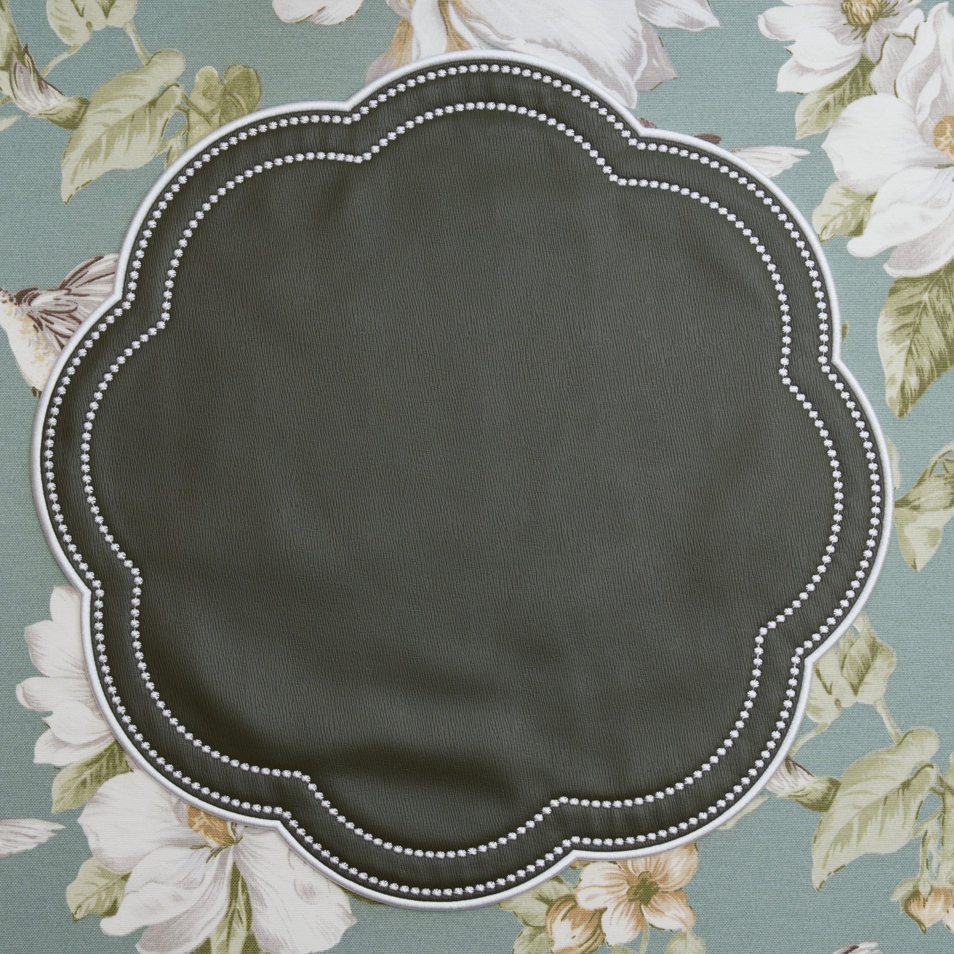 NURTURE GREEN SCALLOPED FAUX LEATHER PLACEMAT (Set Of 4)