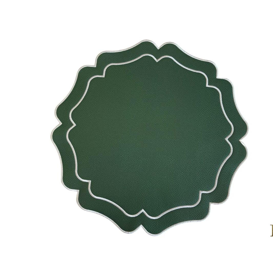 VISTA GREEN WAVY FAUX LEATHER PLACEMAT