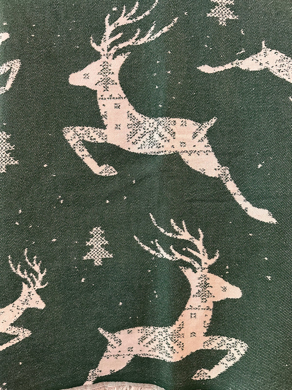 Christmas Reindeer Snowflake Turkish Cotton Throw Blanket 56×72 – Soft Organic Holiday Decor Gift