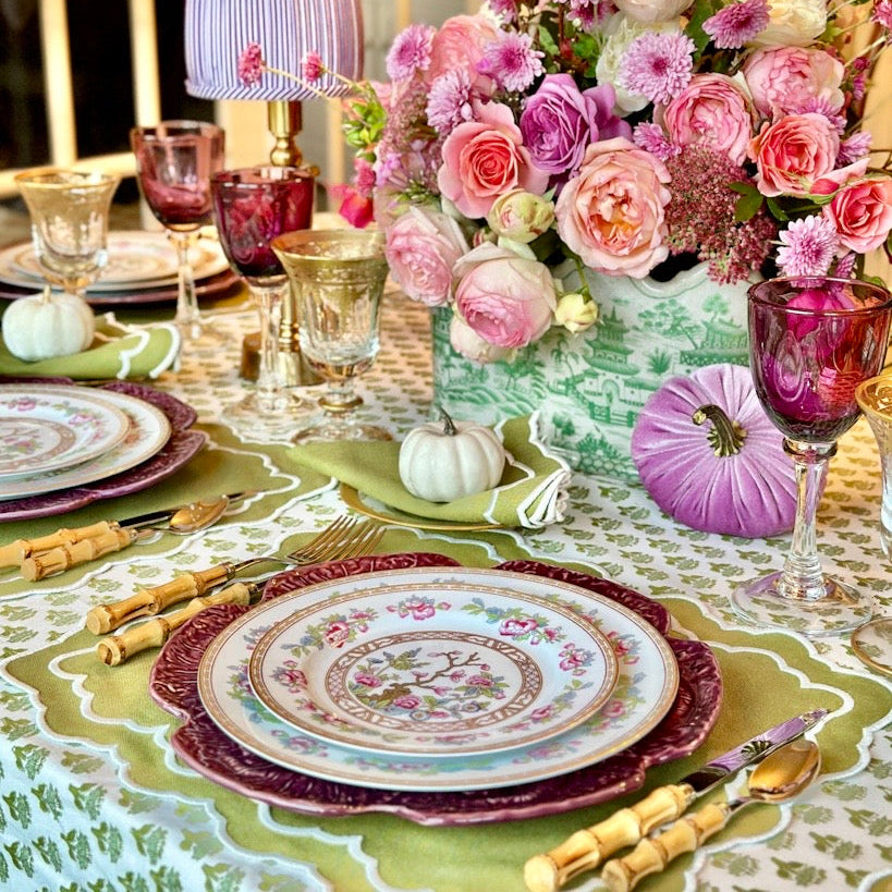 SPRING TABLE DECOR – ELARA GREEN RECTANGLE FABRIC PLACEMAT & NAPKIN SET