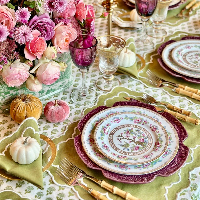 SPRING TABLE DECOR – ELARA GREEN RECTANGLE FABRIC PLACEMAT & NAPKIN SET