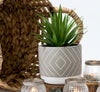 Artificial succulent plant in geometric patterned concrete pot 8