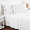 600 Thread Count Scallop Rope Embroidered Cotton Sheet Set - Twin / Grey