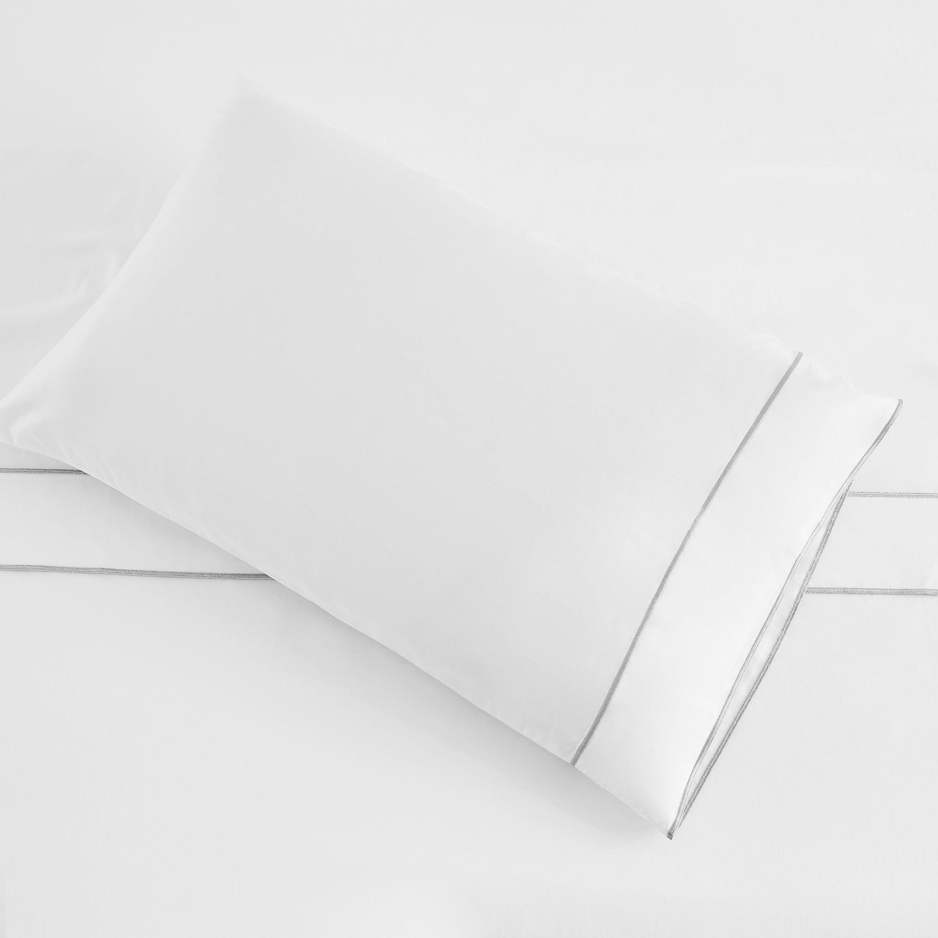 600 Thread Count Framed Sateen Embroidered Cotton Pillowcase Pair