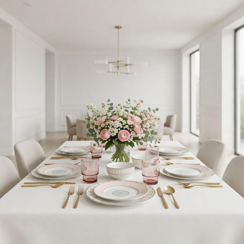 Pink & Gold Dinnerware Set-16 Pieces