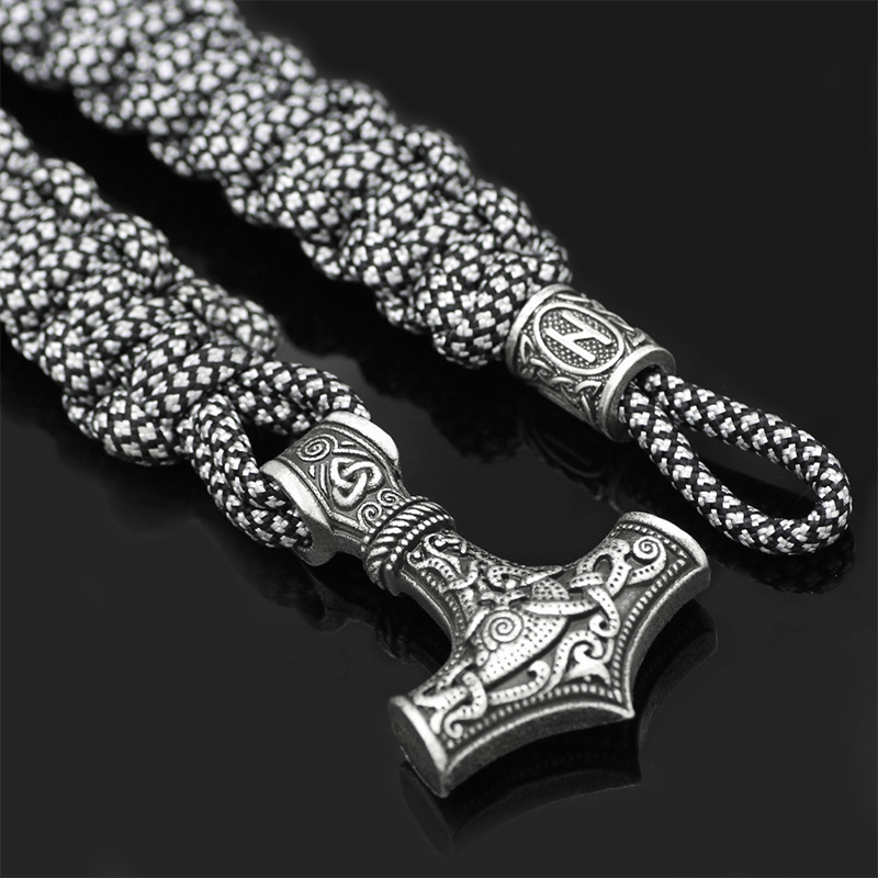 Thor's Hammer Braided Rope Viking Bracelet