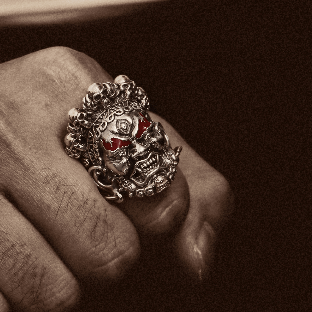 Buddha God of Wealth Stainless Steel Skull Ring