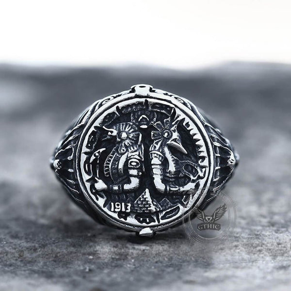 Ancient Egyptian Pharaoh Horus Tutankhamun Stainless Steel Ring