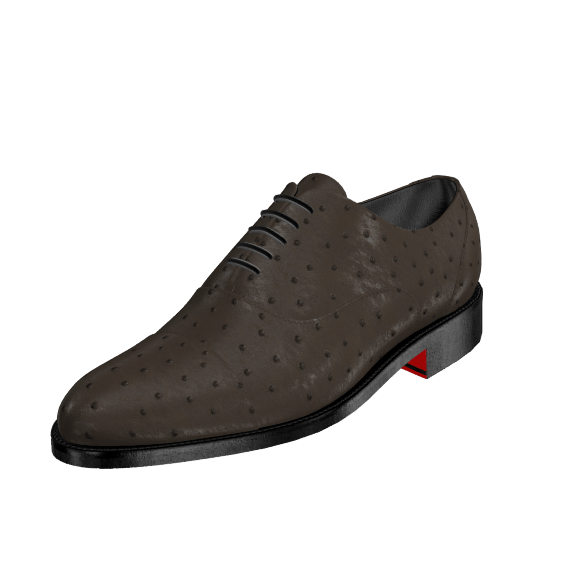 Lutini - Exotic ostrich skin leather red bottoms oxford shoes